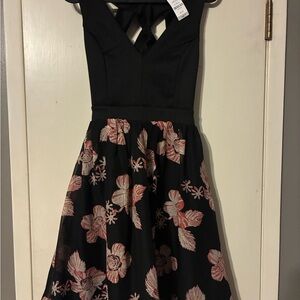 Ardene Black and Pink Floral Kids Dress